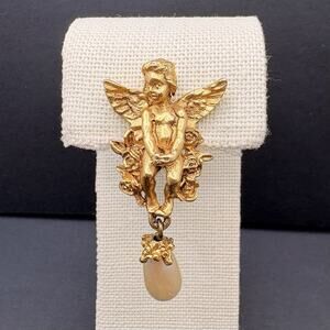 Kirks Folly Angel Faux Pearl Gold Tone Single Clip Earring Repurpose Replacement